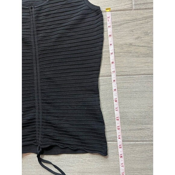 Cache Women’s Black Sleeveless Scrunch Tie Long Tank Top Size Medium A7 - Picture 6 of 8